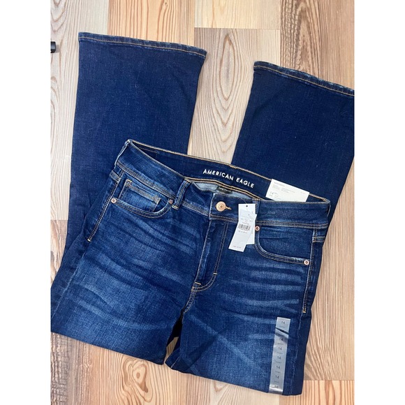 American Eagle Outfitters Denim - American Eagle Kick Boot Stretch Low Rise Dark Wash Jeans Womens 14 Short NWT